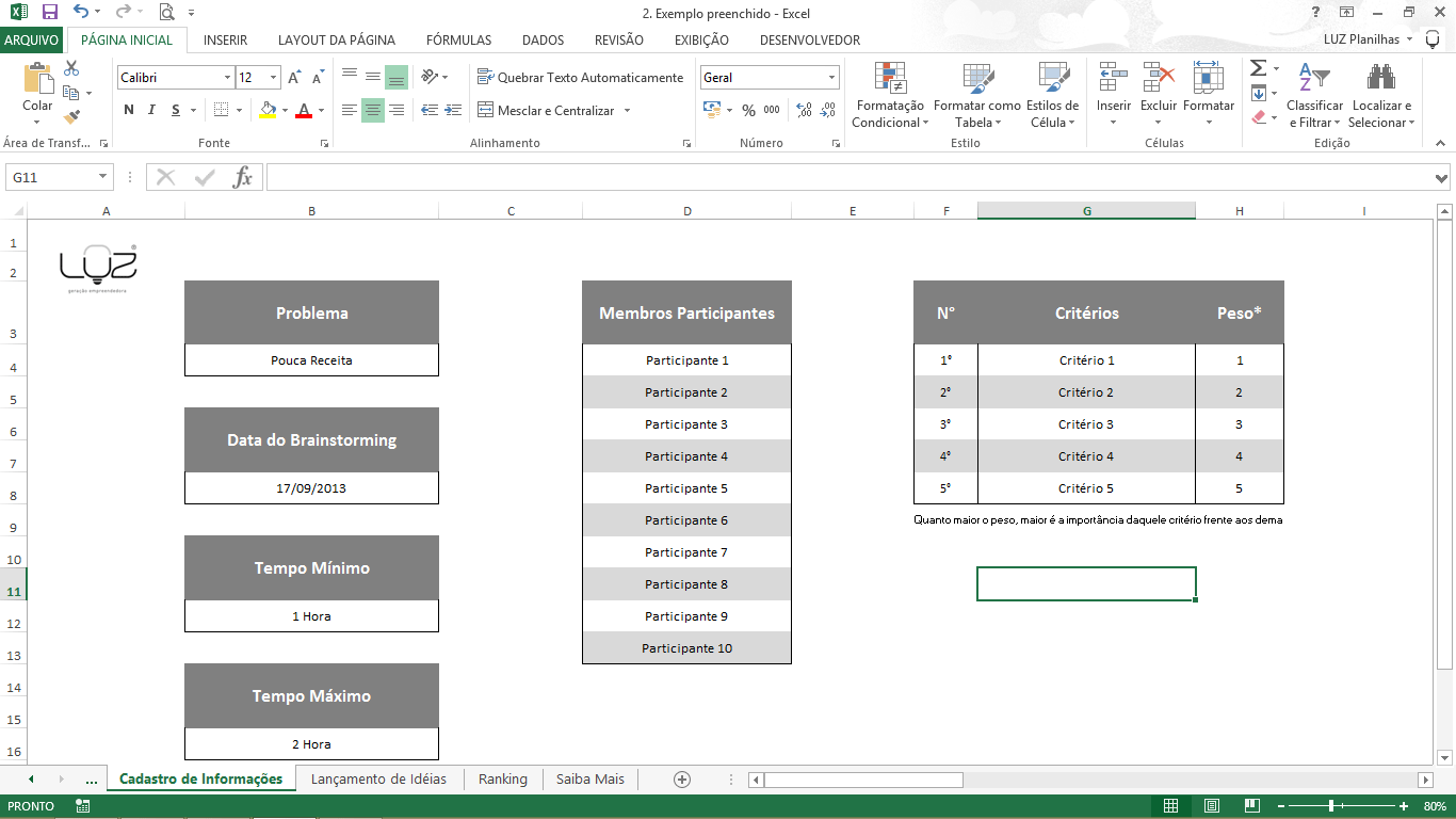 Ferramentas da Qualidade - Brainstorm em Excel