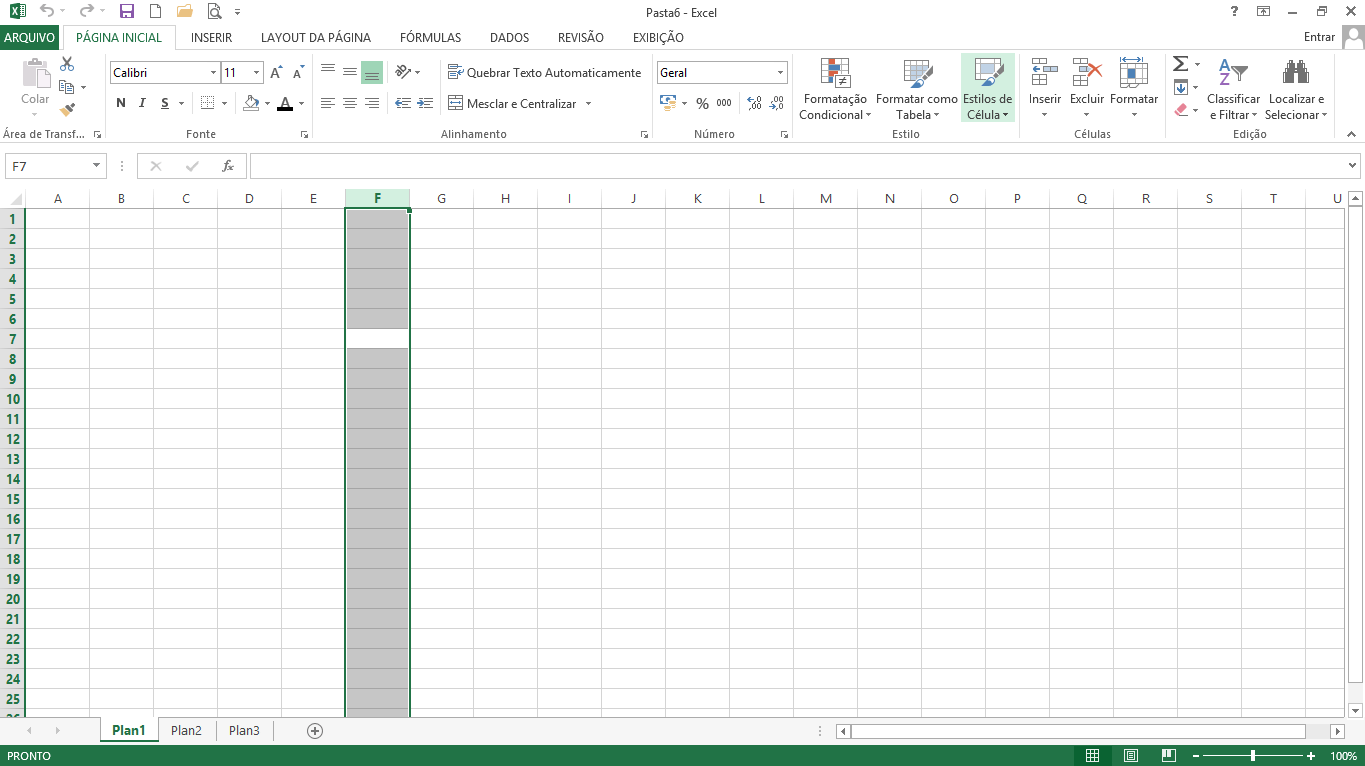 Atalho de Seleção de Coluna no Excel
