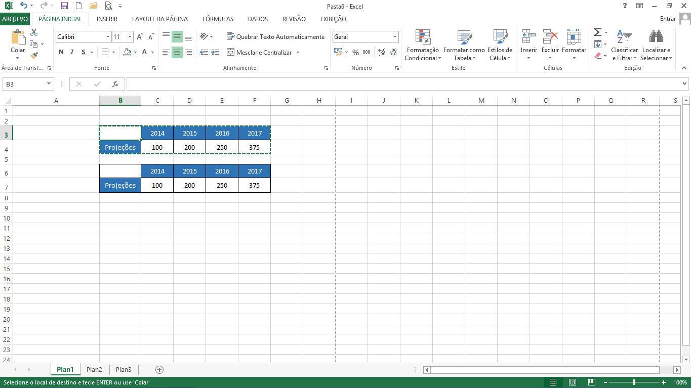 Atalho para Colar no Excel