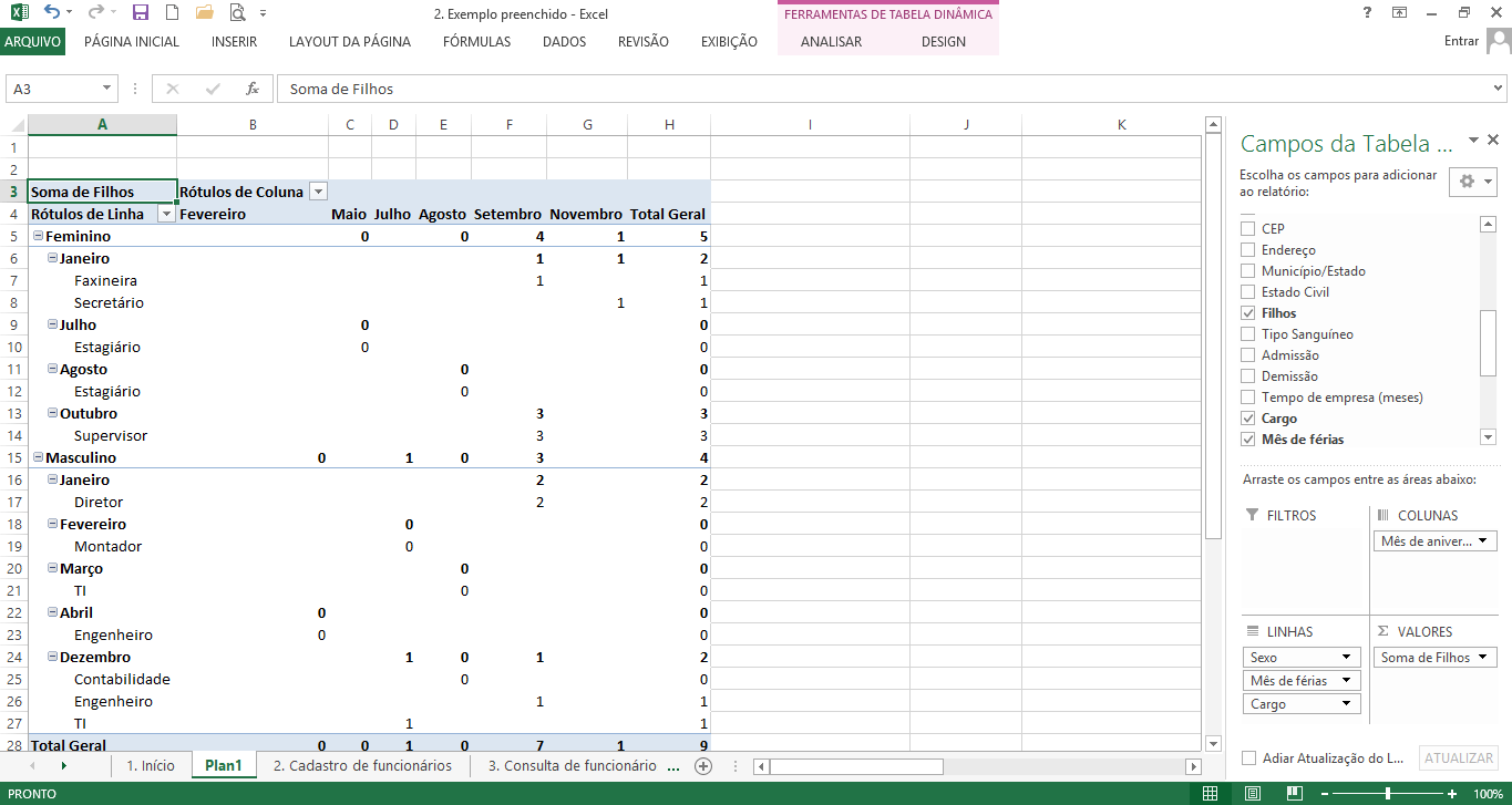 tabela dinâmica no Excel