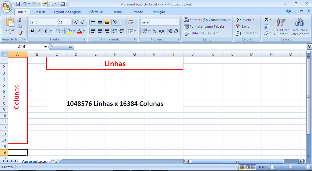 Como funciona o Excel - Linhas e Colunas