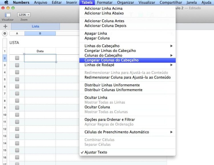 Como congelar painéis em uma planilha (Excel, Google e Numbers) 2