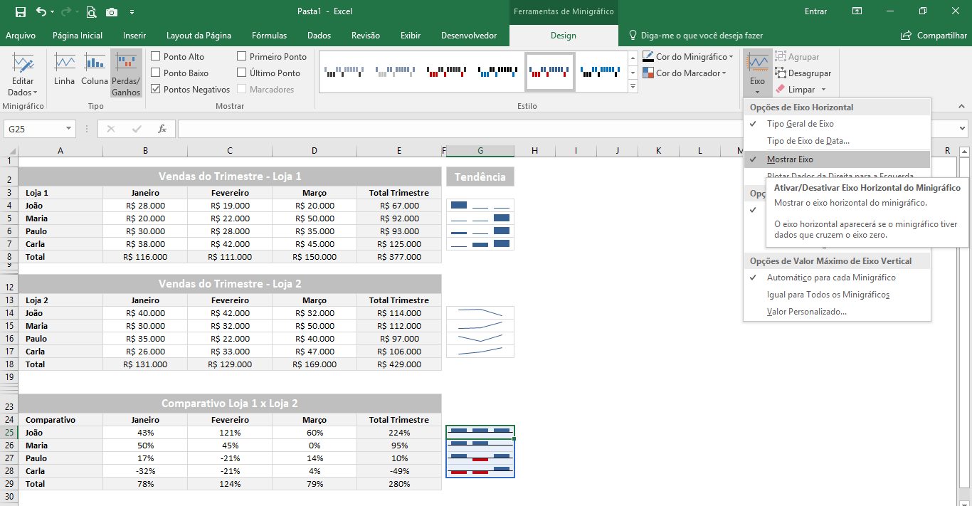 Como criar minigráficos no Excel 1