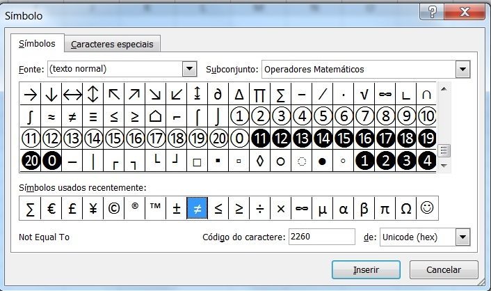 Inserir símbolos matemáticos - Suporte da Microsoft