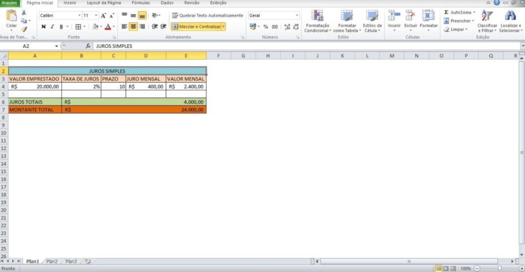 Aprenda a diferença entre juros simples e composto através do Excel