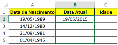 Como calcular idade no Excel