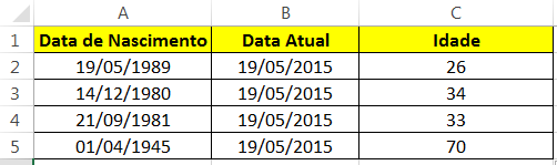 Como calcular idade no Excel