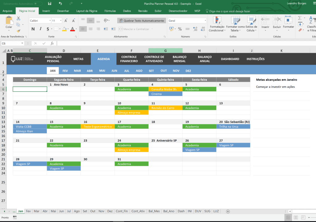 Como Usar uma Agenda Planner no Excel 2
