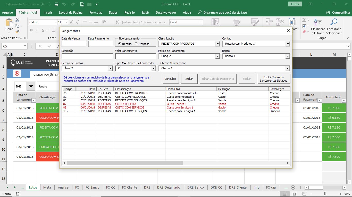 Sistema de Gestão Financeira Empresarial em Excel