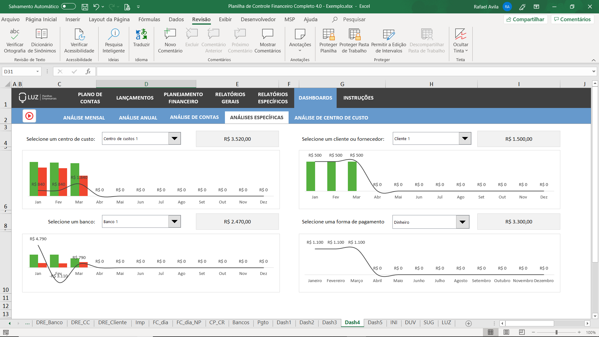 Planilha de Controle Financeiro Completo em Excel